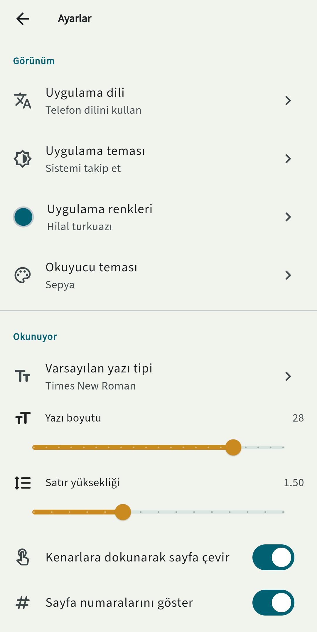 Hilal Reader ana kütüphane ekranı
